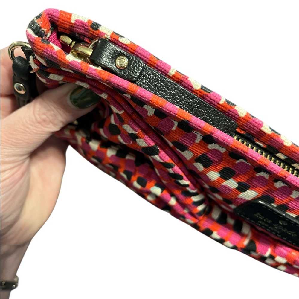 Kate Spade On Purpose Pink and Black Canvas Bow Clutch Wristlet - Picture 6 of 10